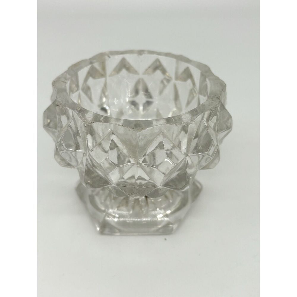 Antique Boston & Sandwich Glass Flint Open Master‎ Salt Cellar EAPG Diamond 19th